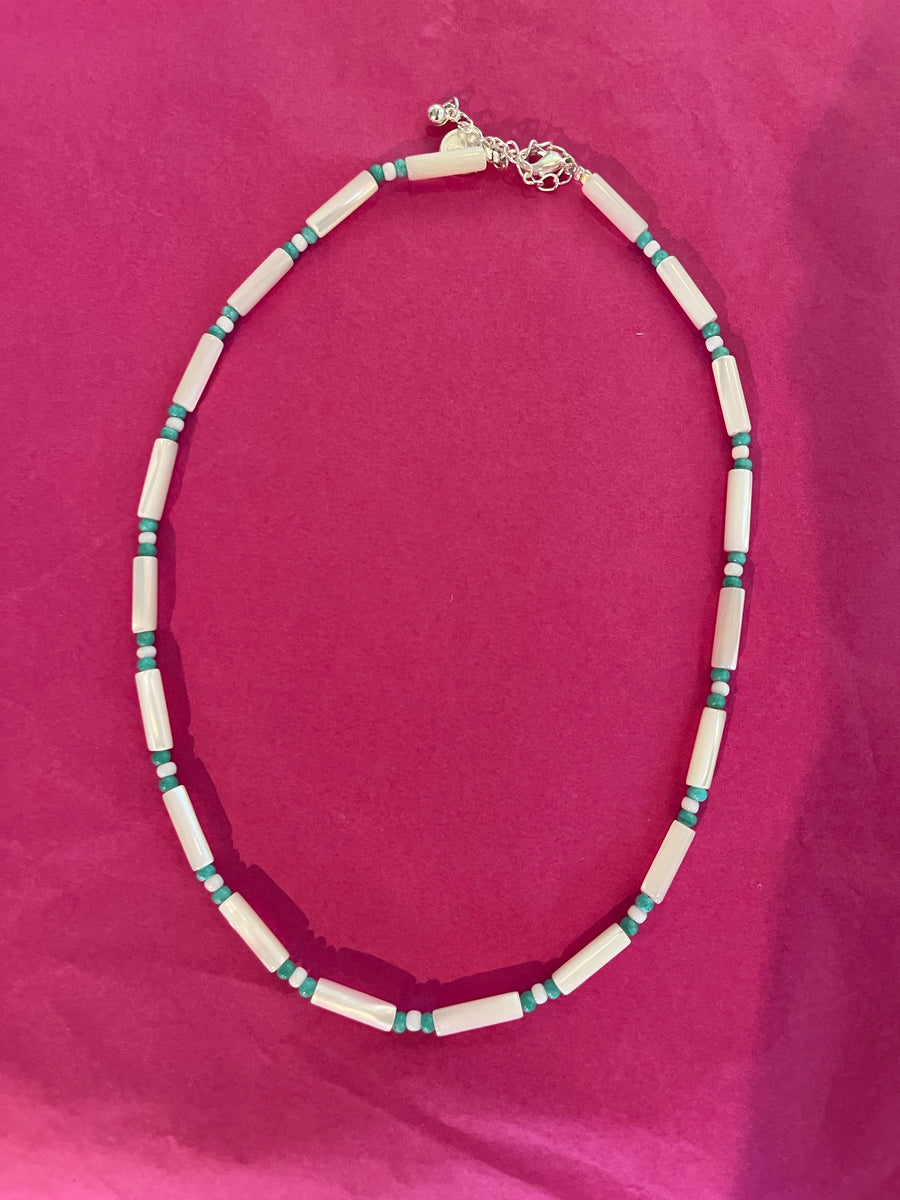 Stiffkey White and Blue Beaded Necklace