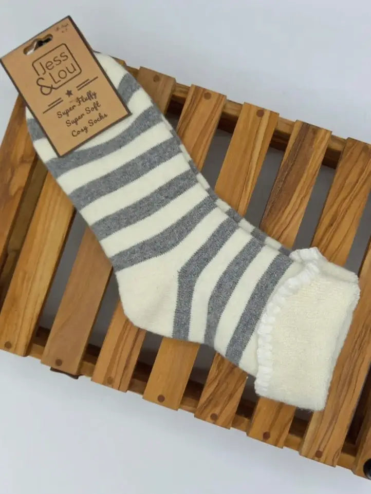 Grey Simple Striped Cosy Socks