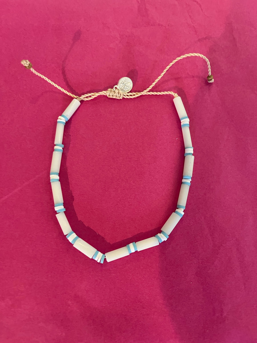 Stiffkey White and Blue Beaded Anklet
