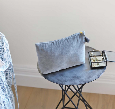 Grey Velvet Cosmetic Bag