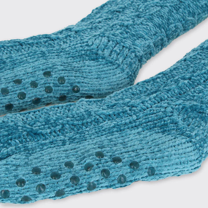 Super Soft Chenille Slipper Socks - Azure Blue