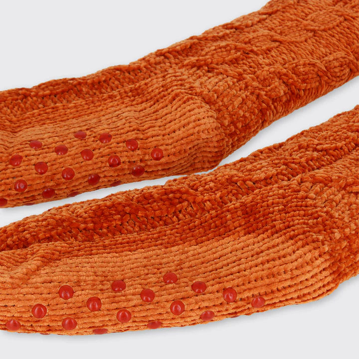 Super Soft Chenille Slipper Socks - Burnt Orange