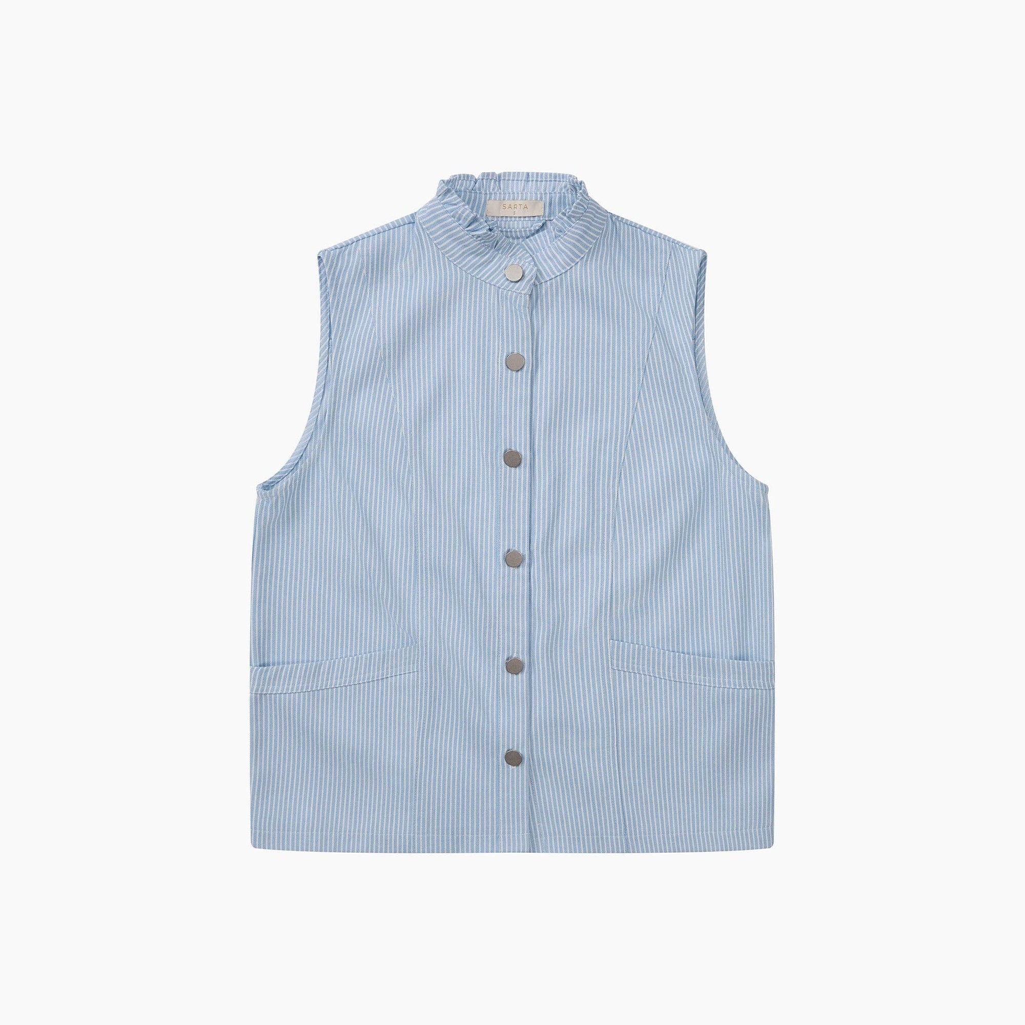 Candy Stripe Denim Gilet in Blue