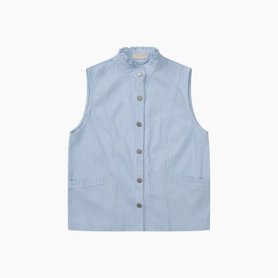 Candy Stripe Denim Gilet in Blue