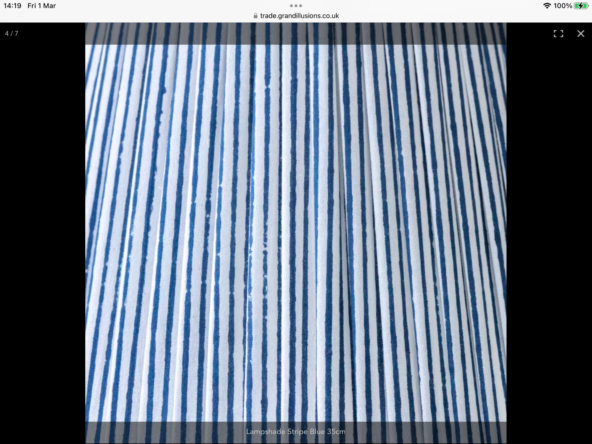 Striped Blue Lampshade - 35cm