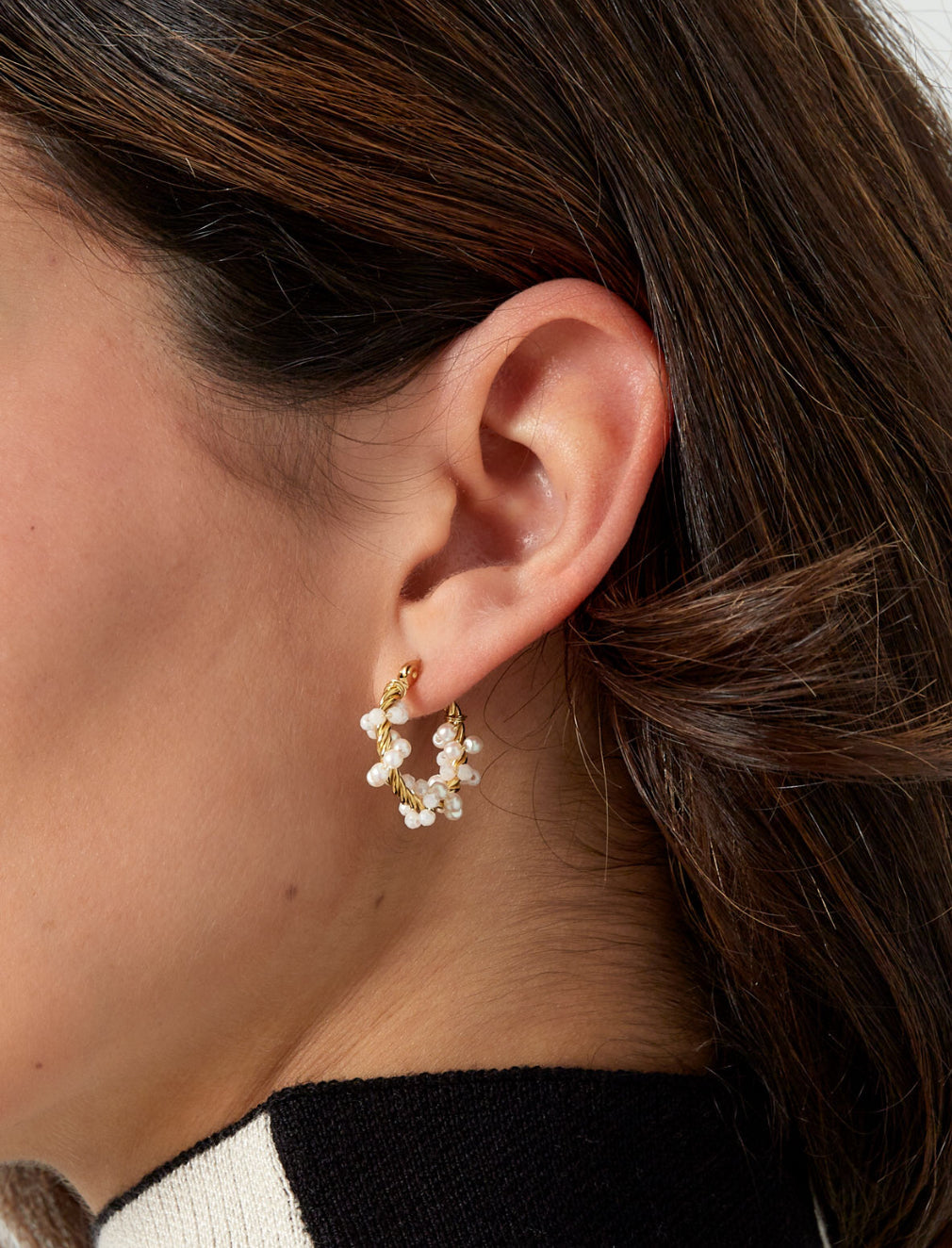 Tiffany Pearl Twisted Hoop Earring Aurina Ltd