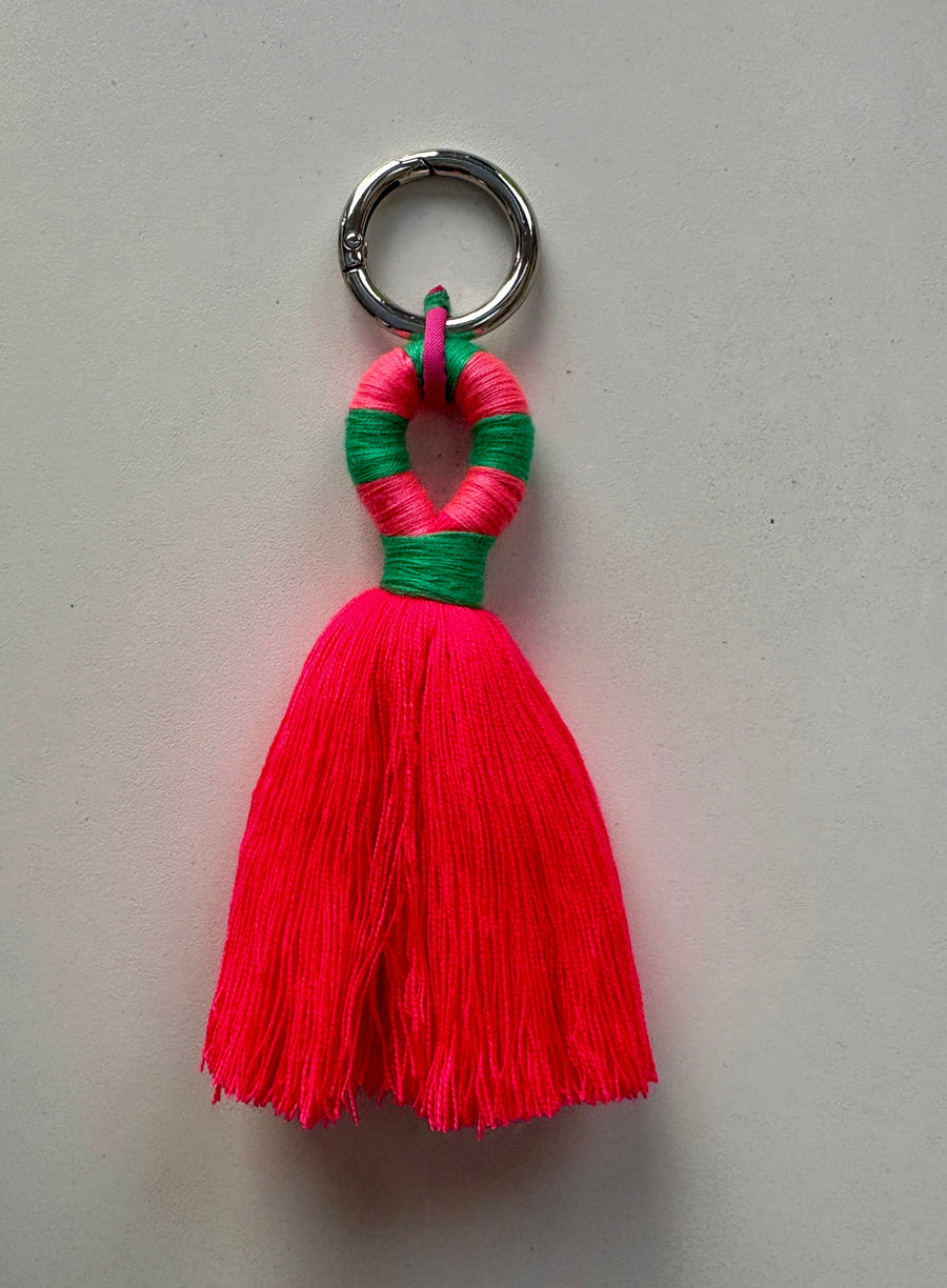 Bag Charm with Coral Tassel