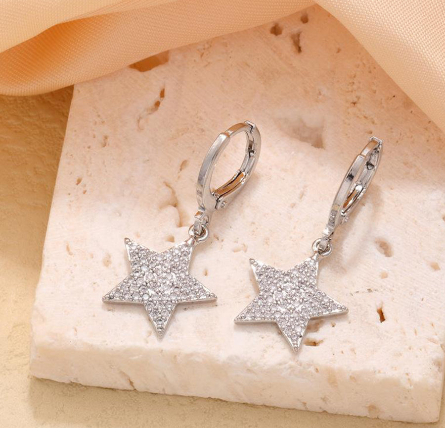 Silver Star Drop Huggie