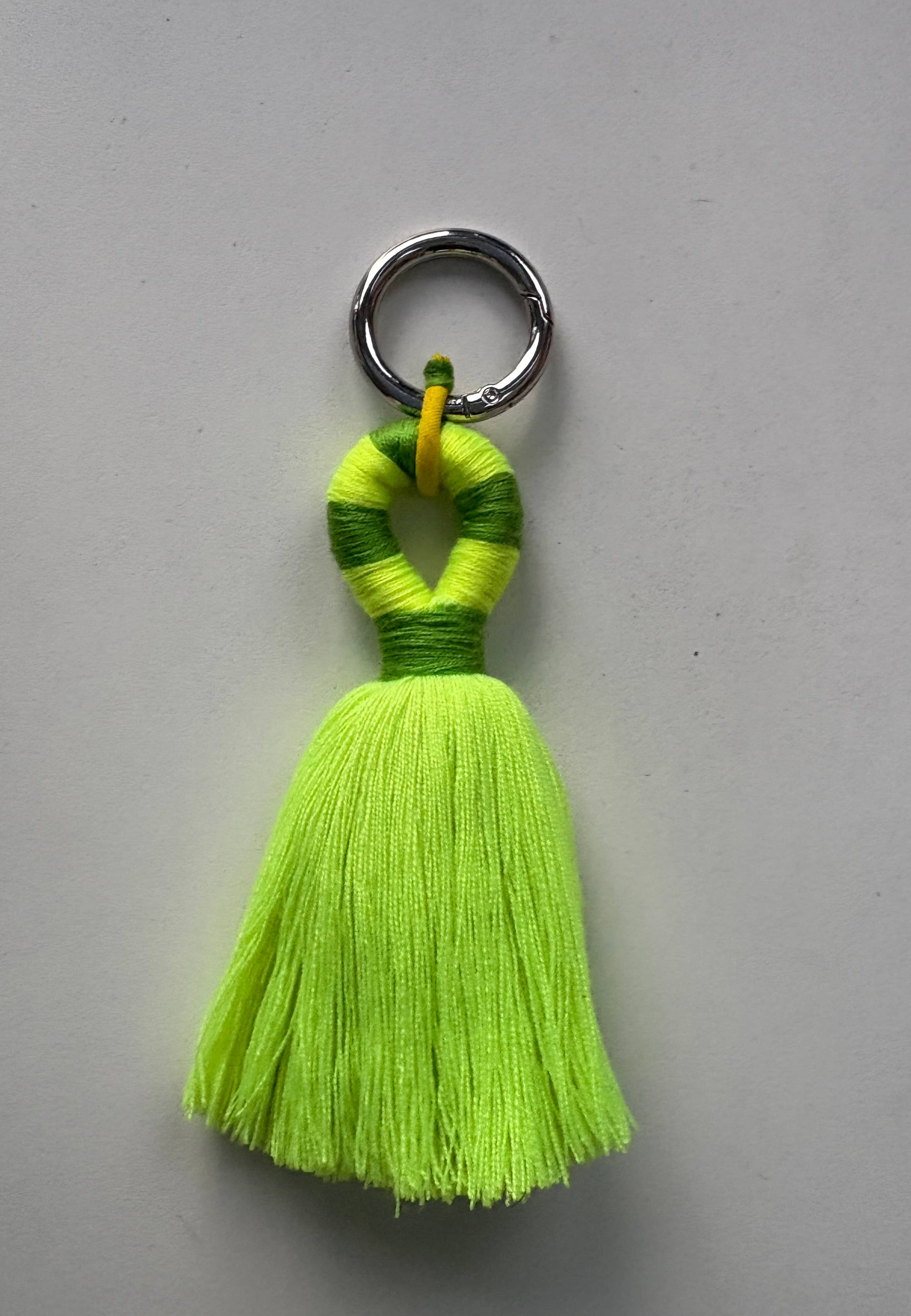 Neon Lime Tassel Stripe Carabina Bag Charm