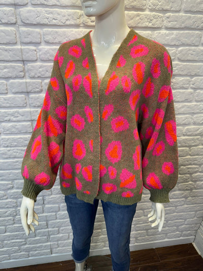 Lorna Leopard Chunky Knit Cardigan