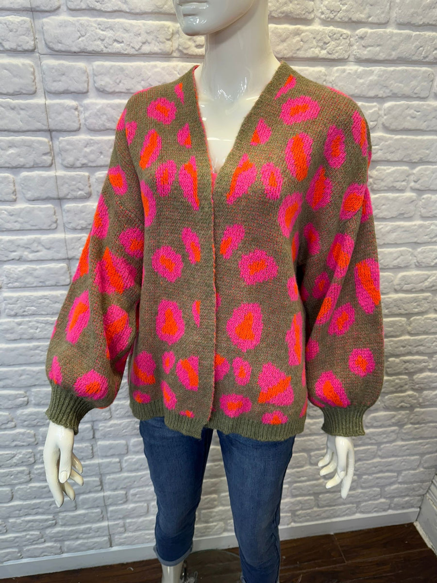 Lorna Leopard Chunky Knit Cardigan