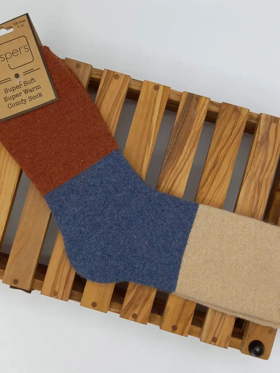 Bold Colourblock Cosy Mens Socks - Blue