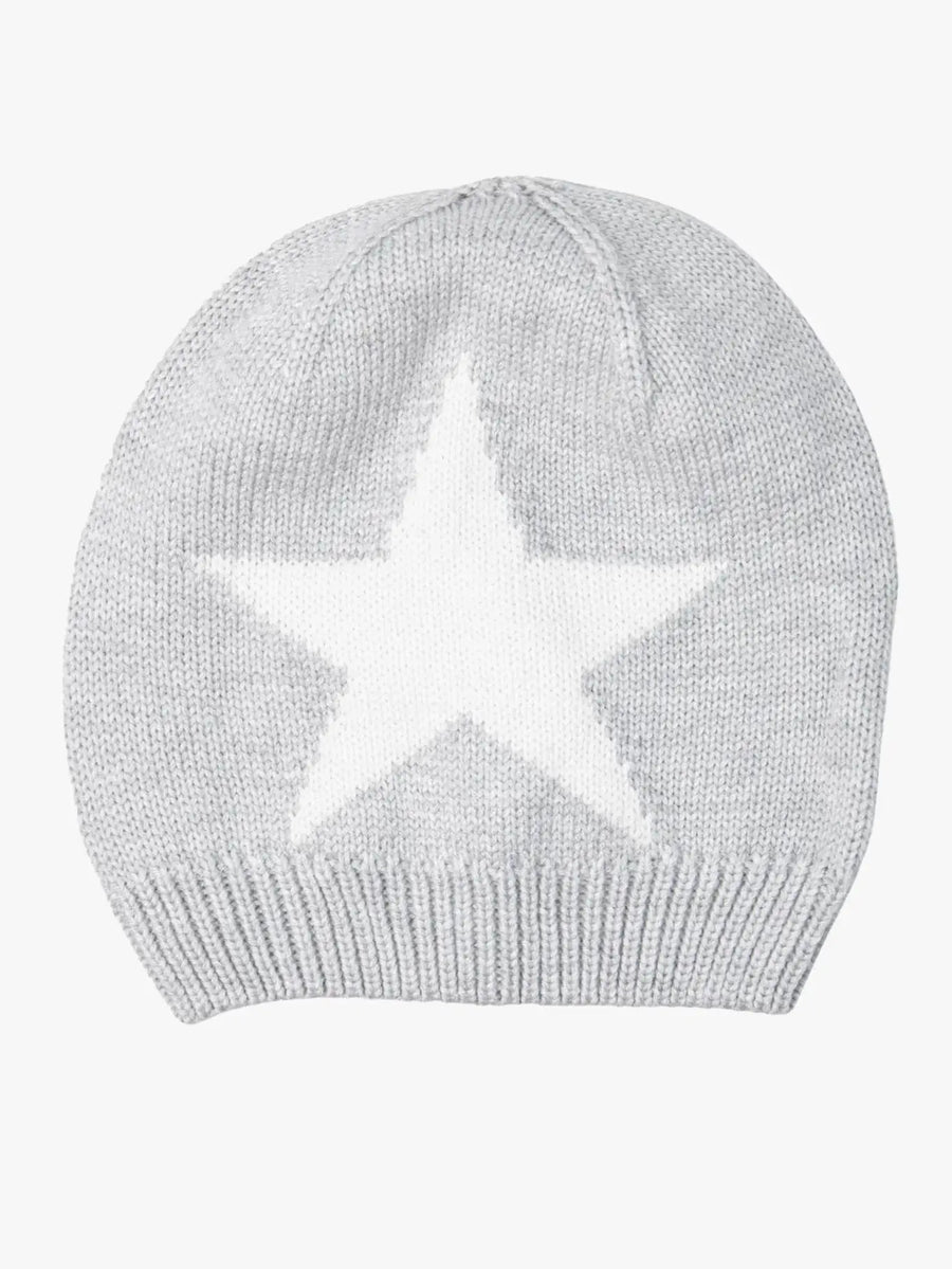 Light Grey Grey Star Beanie