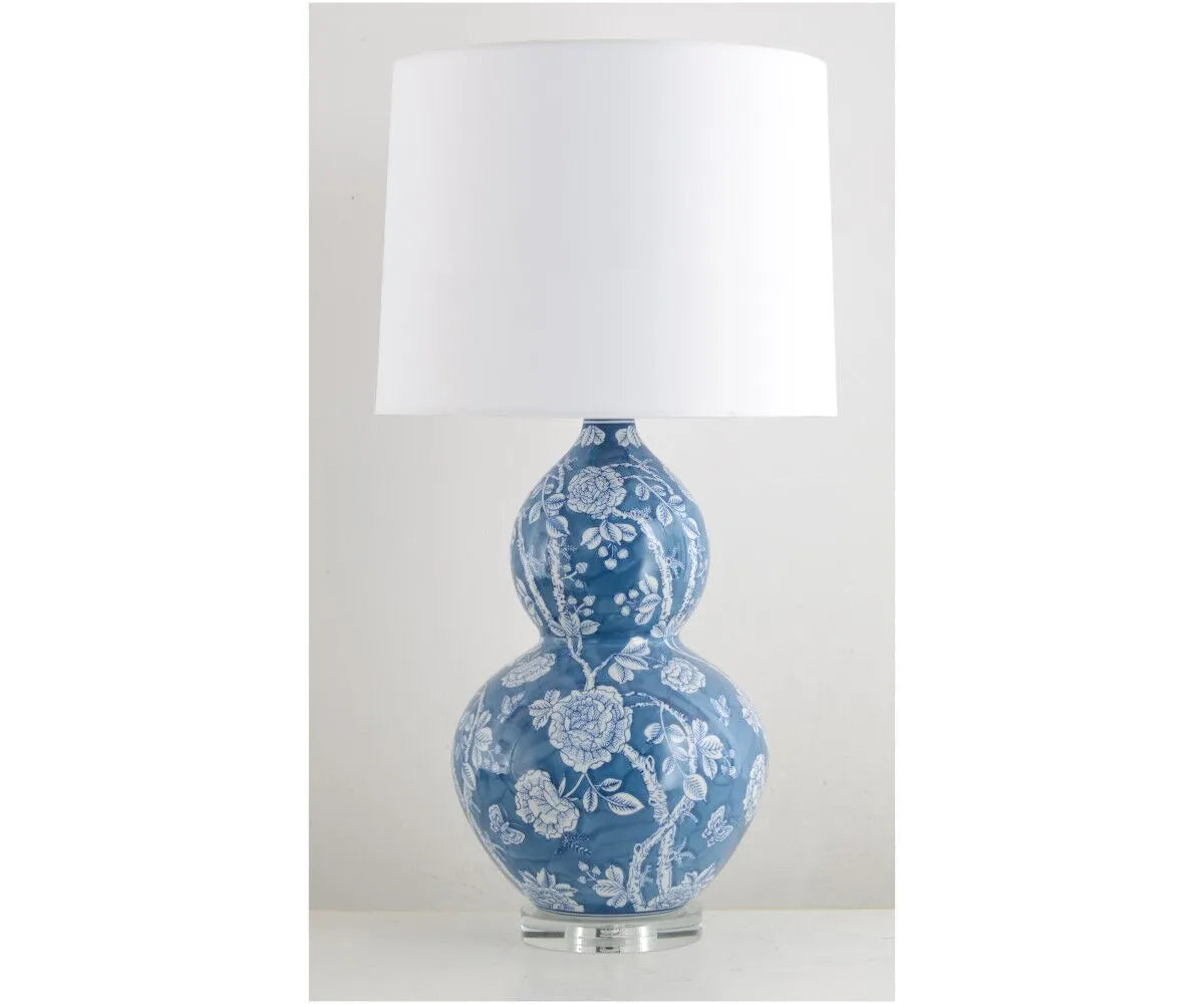 Blue Mountain Peony Ceramic Table Lamp and Shade