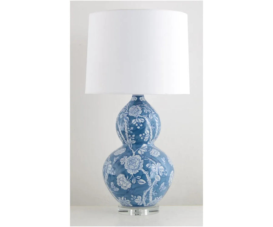 Blue Mountain Peony Ceramic Table Lamp and Shade