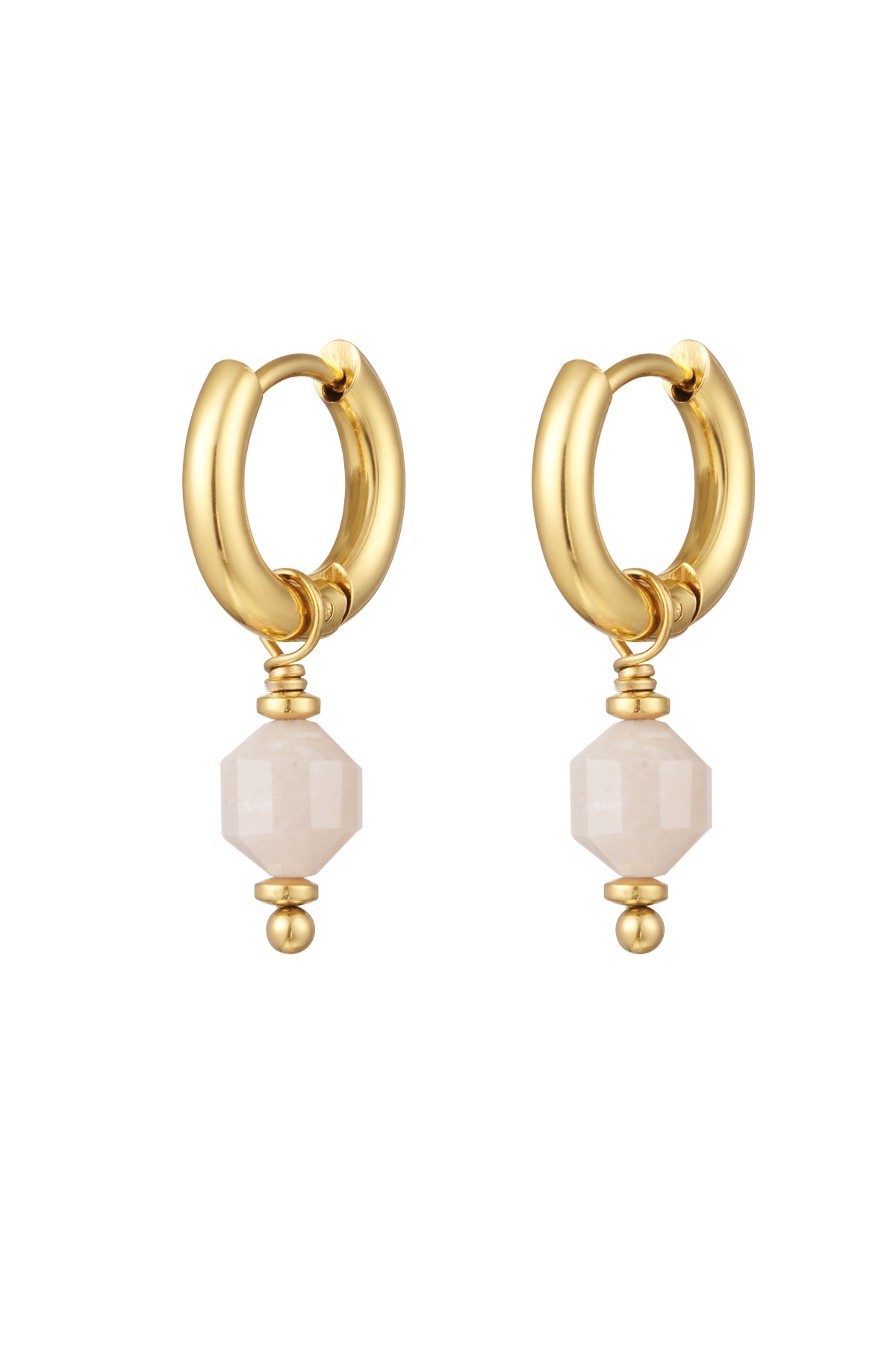 White Hematite Huggie Drop