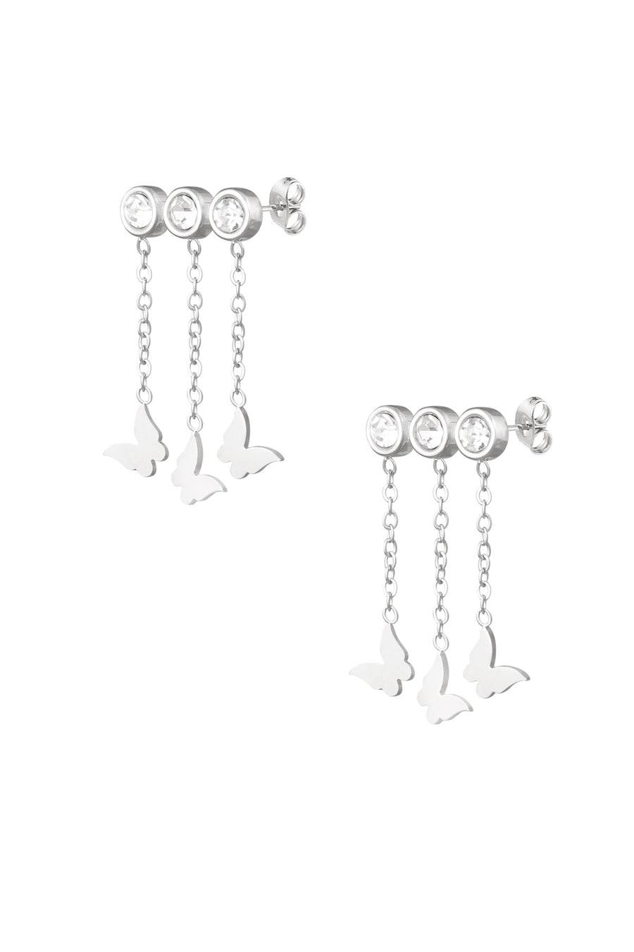 Three in One Butterfly Earring - Silver