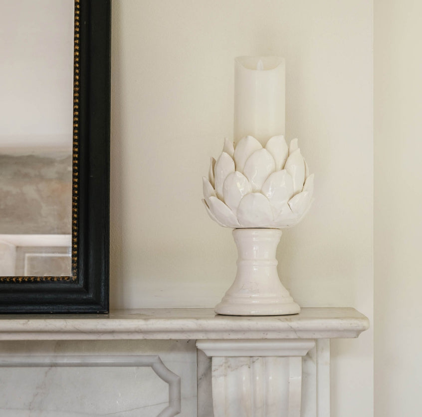 Elmham White Artichoke Candle Holder