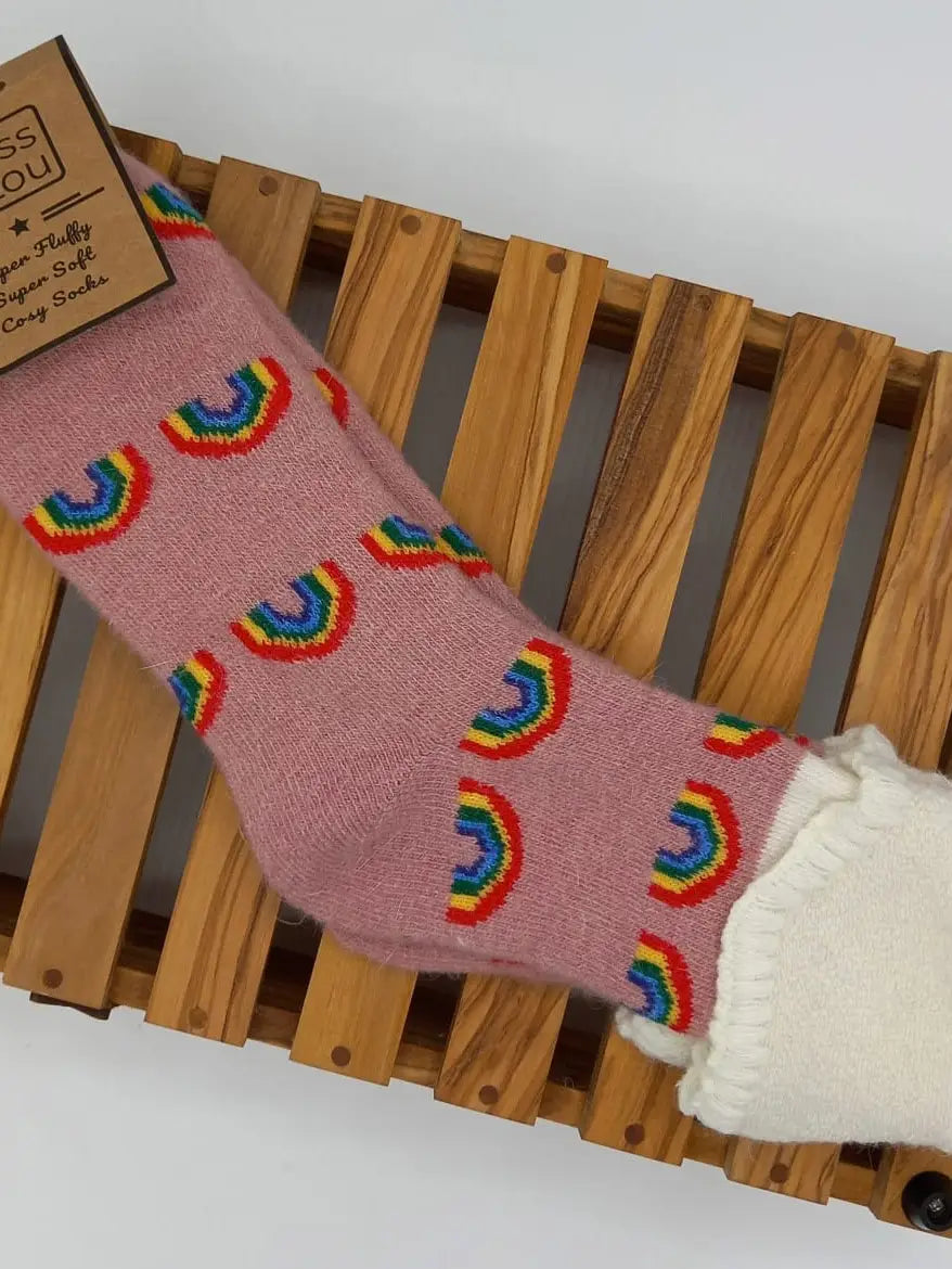 Pink Radiant Rainbow Cosy Cuff Socks