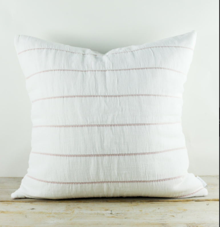 Isen Wide Stripe White and Blush Cushiom Aurina Ltd