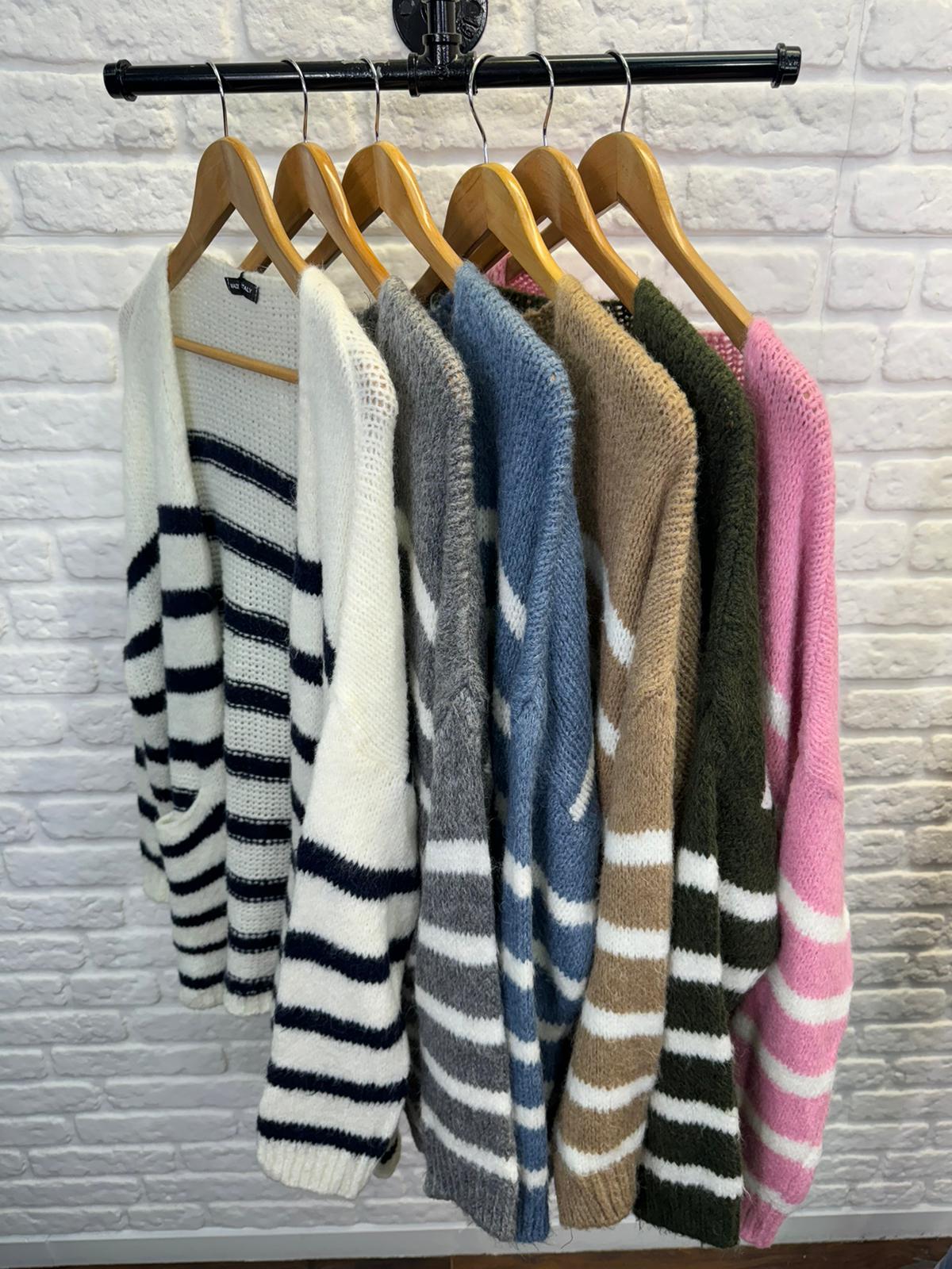 Selma Striped Chunky Knit Cardigan