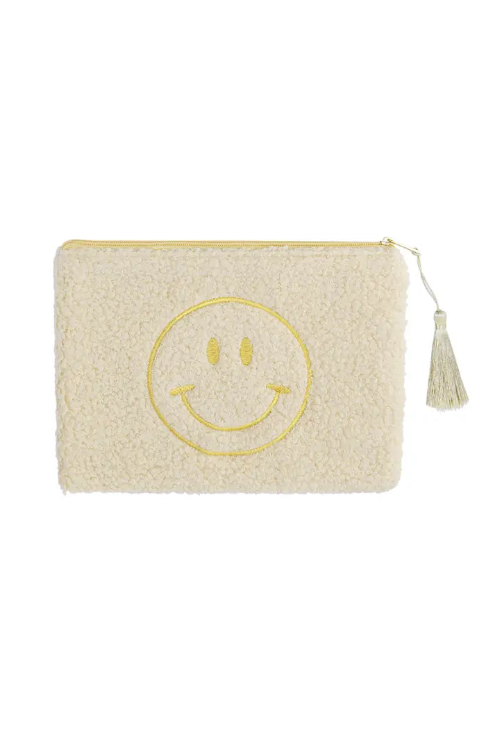 Smiley Face Teddy Make Up Bag - Beige