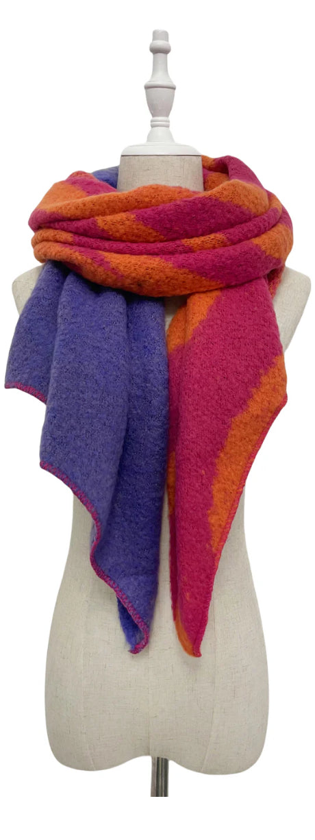 Zany Zebria Print Wool Blend Scarf - Purple and Pink