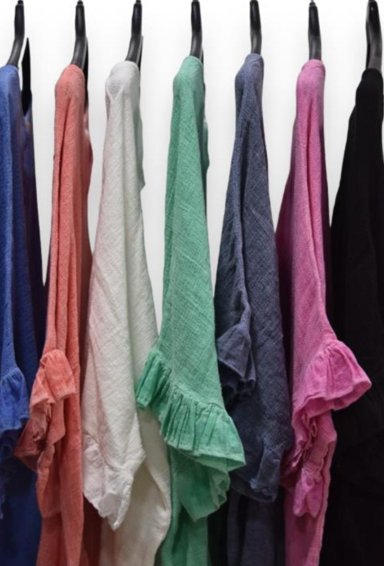 Marcia Woven Linen Frill Top