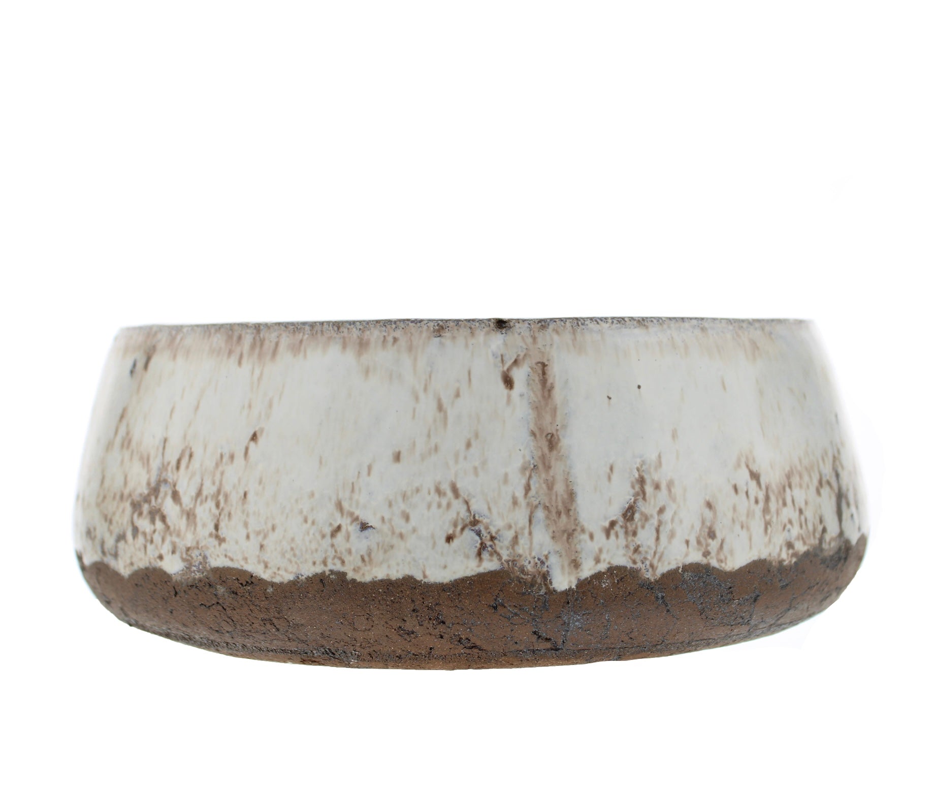 Aged Cream Terracotta Bowl / Dark Brown Base