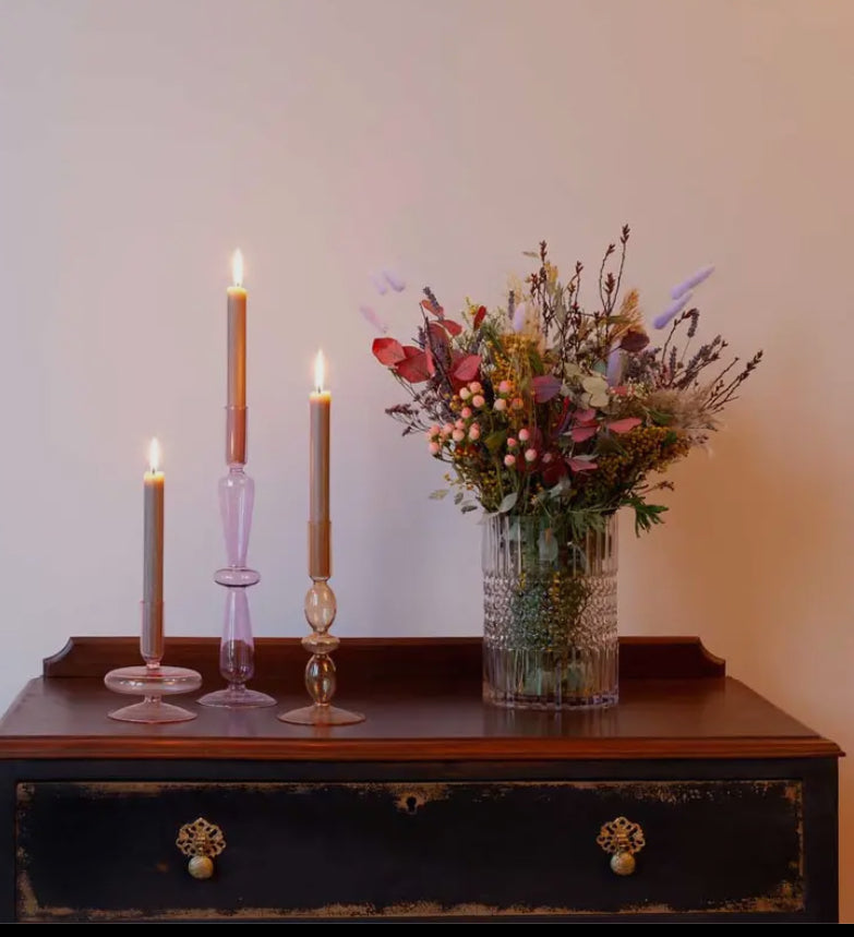 Taupe Taper Dinner Candle Aurina Ltd