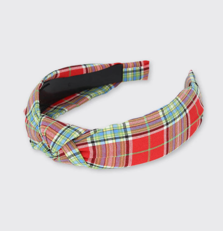 Tabitha Tartan Knotted Headband Red