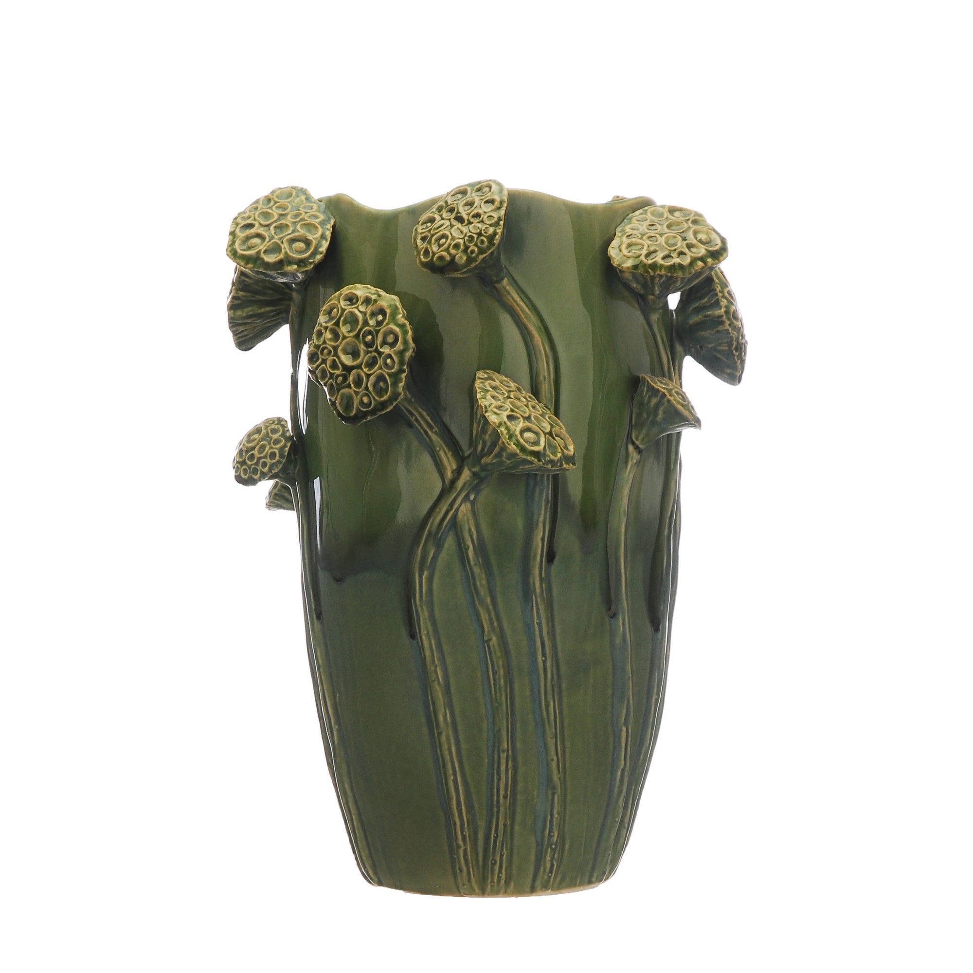 Green Vase with 3D Flower Design Aurina Pop UP Ltd