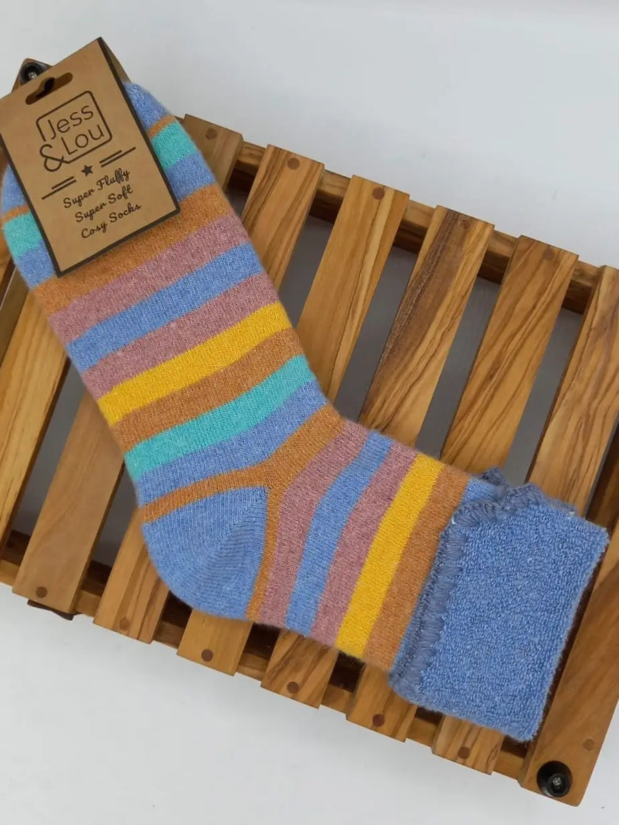 Striking Stripes  Cosy Socks - Blues