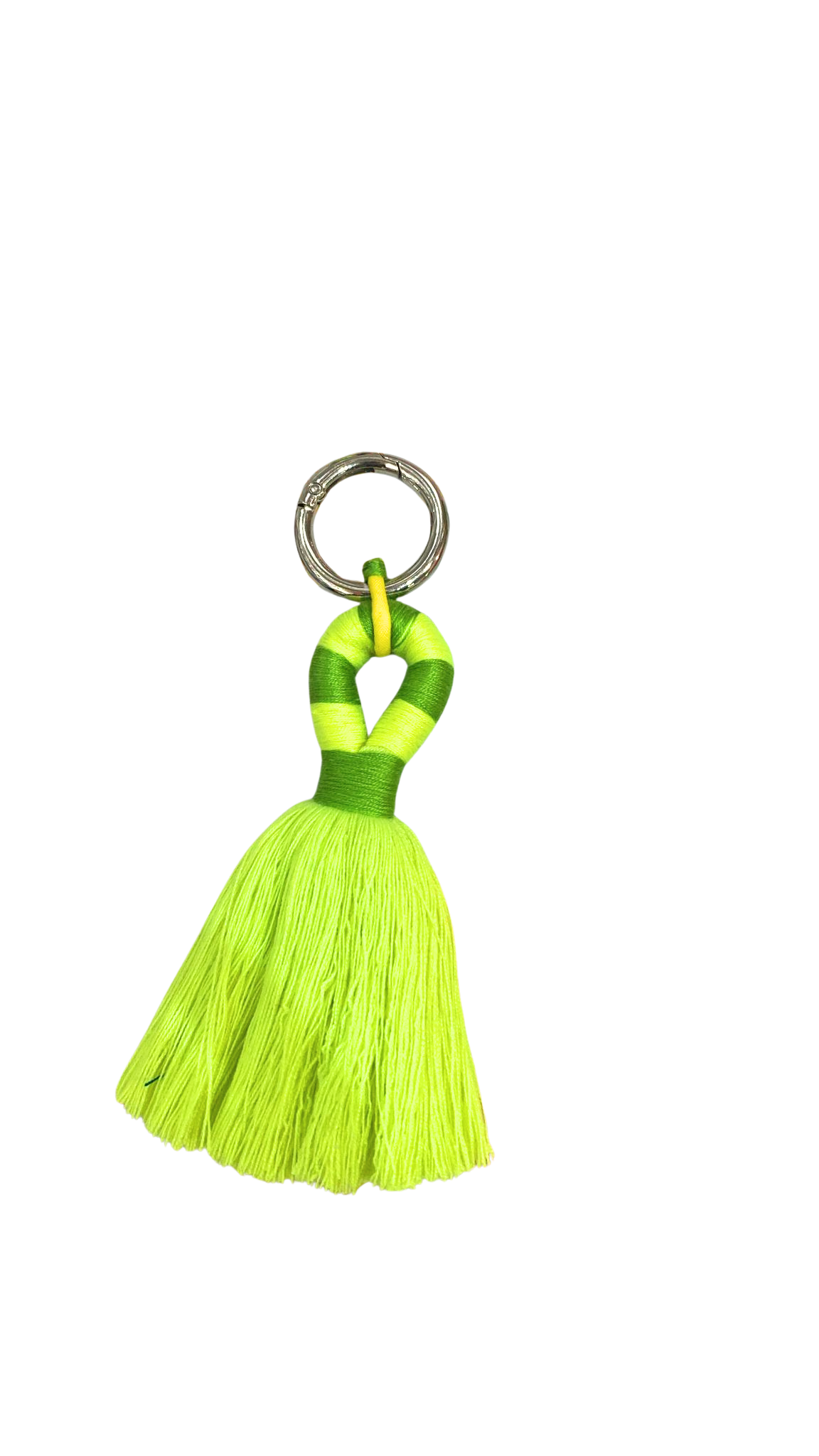 Neon Lime Tassel Stripe Carabina Bag Charm