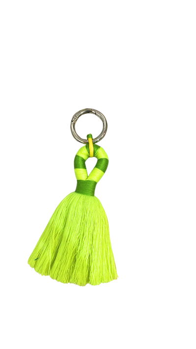 Neon Lime Tassel Stripe Carabina Bag Charm