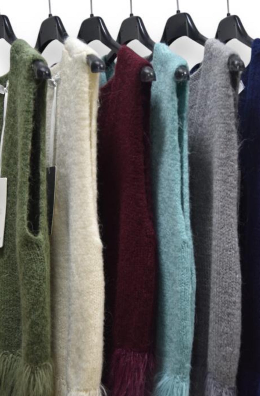 Nova Fur Trim Alpaca Tank Top Aurina Ltd