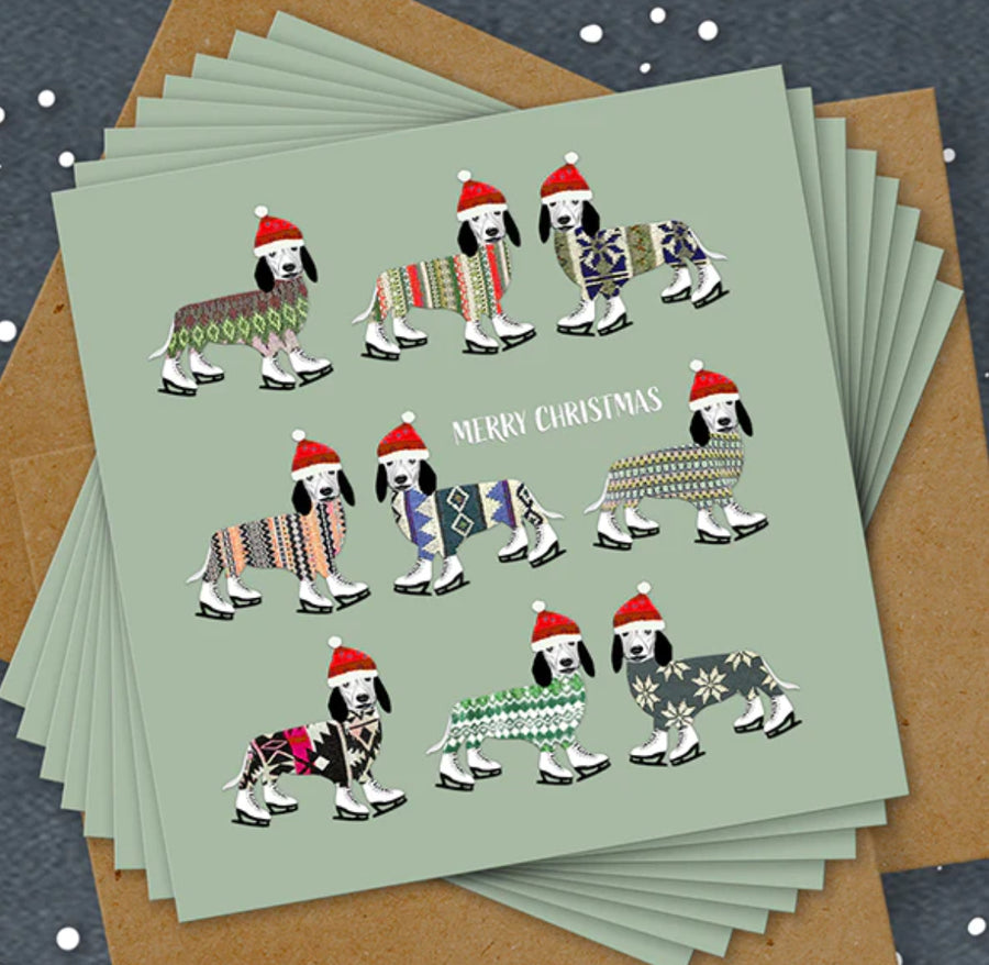Box of 8 Christmas Sausage Dogs Christmas Cards