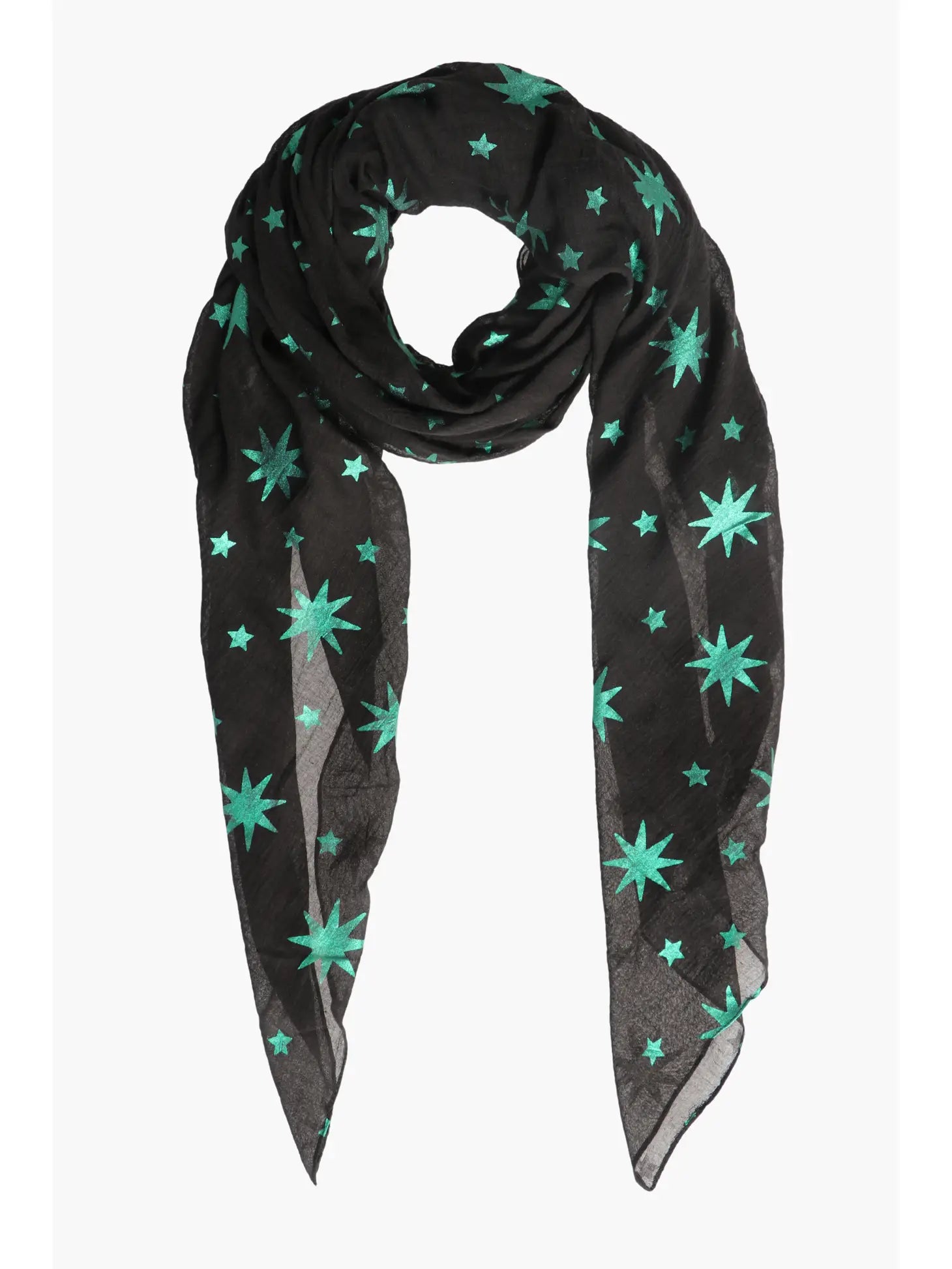 Twinkle Green Metalic Starburst Scarf