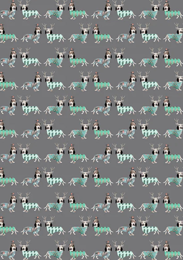 Festive Dogs Wrapping Paper - Sheet