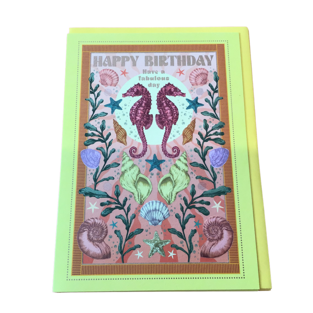 Happy Birthday Seahorses Card Aurina Ltd