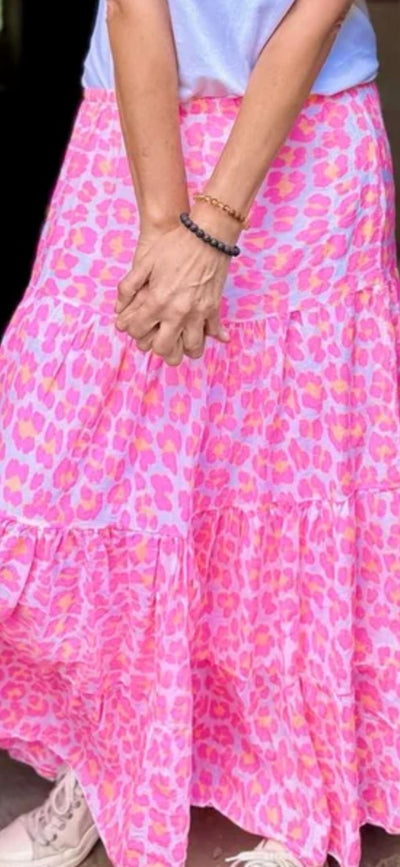 Summer Leopard Cotton Maxi Skirt