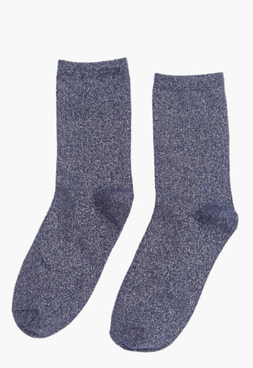 Navy Glitter Sock