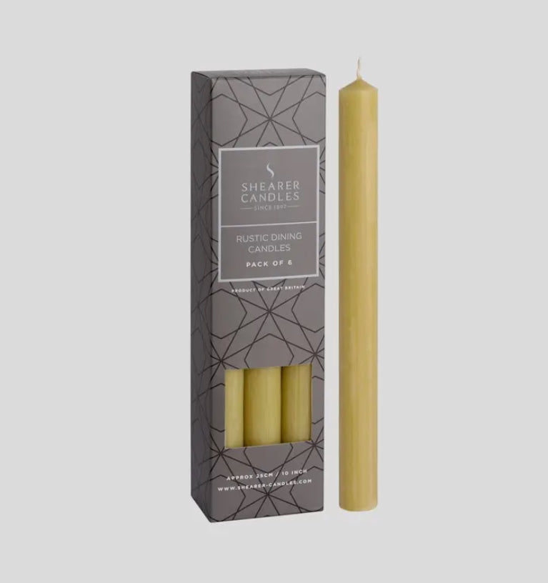 Pack of 6 Olive Taper Dinner Candle