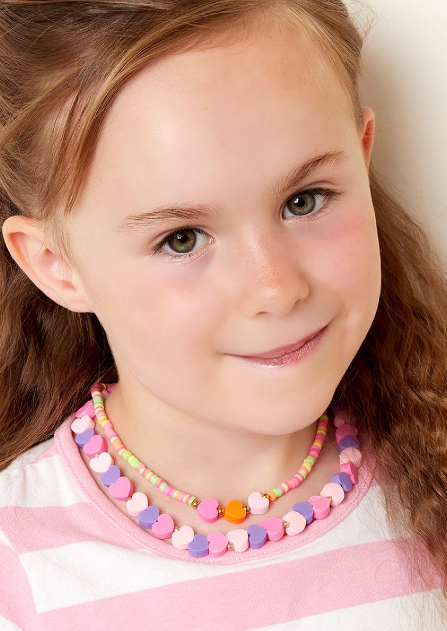 Polly Pink Heart Girls Necklace