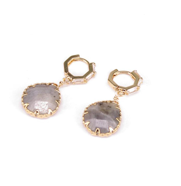 Semi Precious Bagguette Cut Smokey Earring Aurina Ltd
