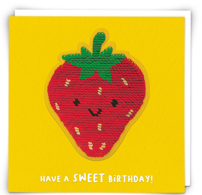 Sequin Card Birthday Strawberry Aurina Ltd