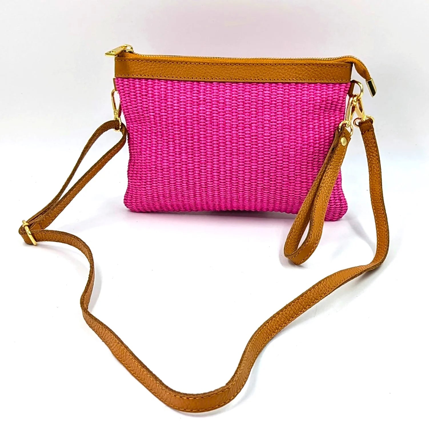 Burnham Jute Cross Body Bag - Fuschia