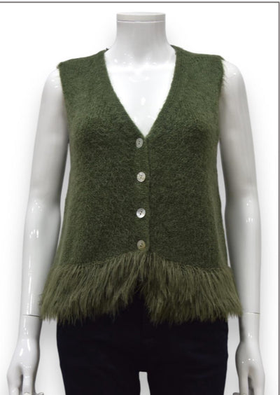 Nova Fur Trim Alpaca Tank Top