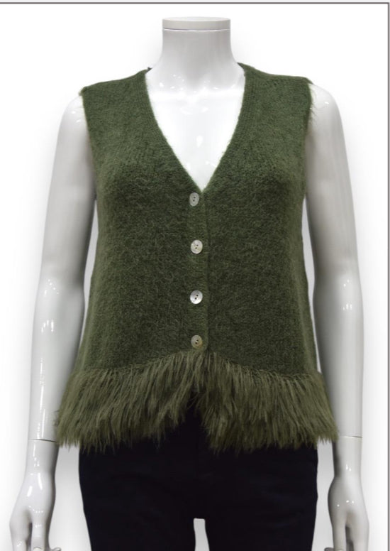 Nova Fur Trim Alpaca Tank Top Aurina Ltd