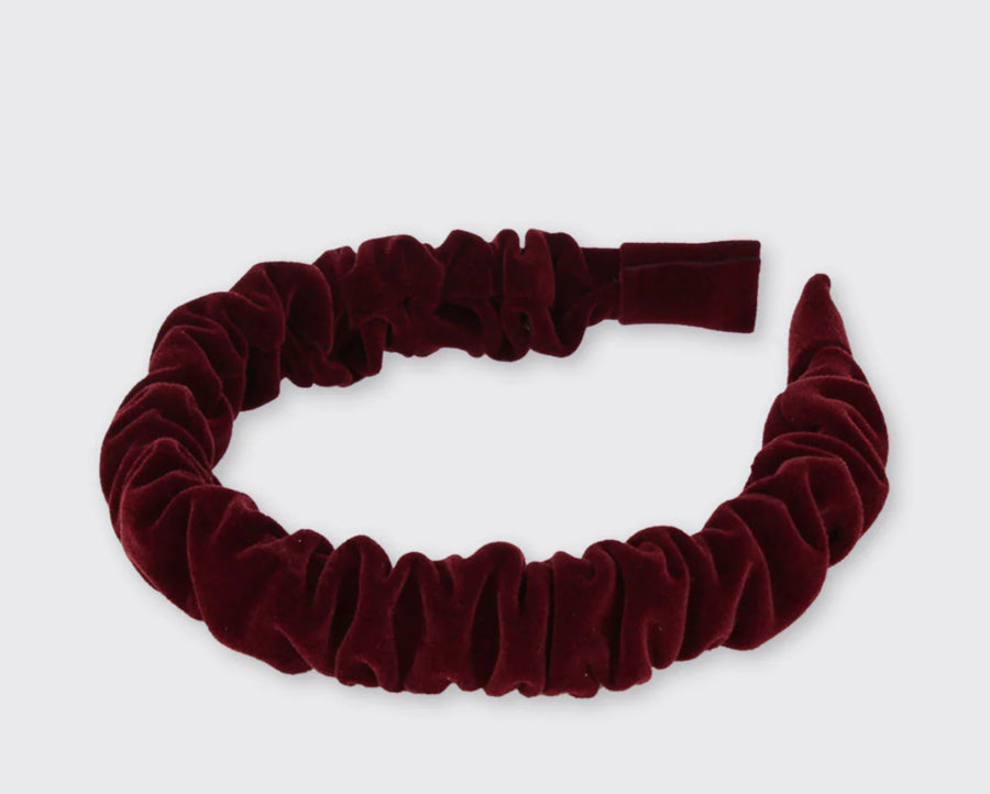 Velvet Ruched Headband - Aubergine